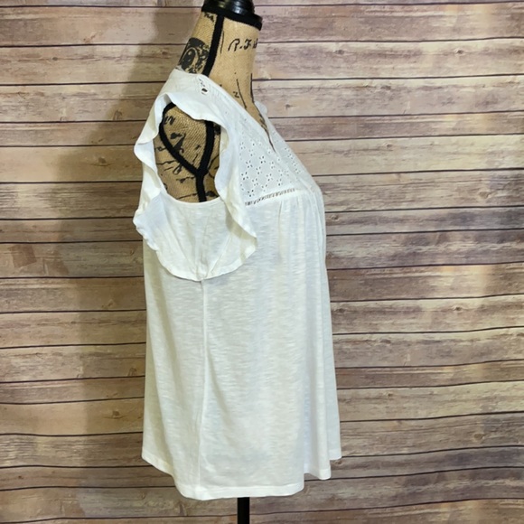 Style & Co White Eyelet Flutter Sleeve Tunic Top M - Picture 4 of 6